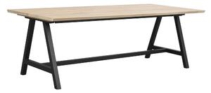 Bělený dubový jídelní stůl Carradale 220 cm s černými nohami A