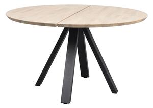 Rowico Bělený dubový jídelní stůl Carradale 130 cm s černými nohami V