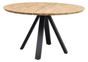 Přírodní dubový jídelní stůl Carradale 130 cm s černými nohami V