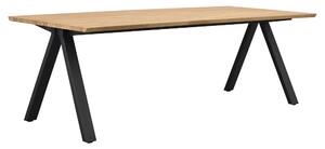Rowico Přírodní dubový jídelní stůl Carradale 220 cm s černými nohami V