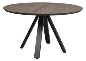 Rowico Hnědý dubový jídelní stůl Carradale 130 cm s černými nohami V