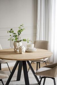 Rowico Přírodní dubový jídelní stůl Carradale 130 cm s černými nohami V
