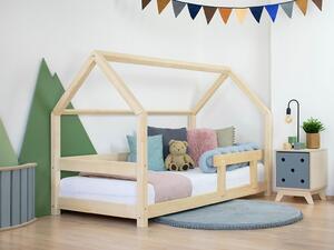 Benlemi Dětská postel domeček TERY s bočnicí Barva: Přírodní dekor bez laku, Rozměr: 90 X 160 cm