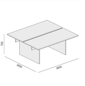 Stůl double SOLID, 1800 x 1650 x 743 mm, bílá