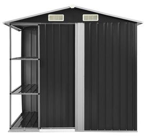 Zahradní domek s regálem antracitový 205 x 130 x 183 cm železo