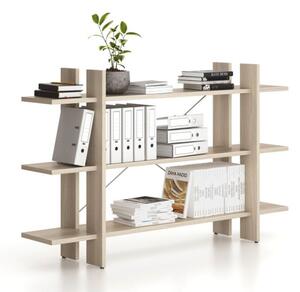 Kancelářský regál nízký dlouhý SOLID, 1800 x 400 x 1075 mm, dub přírodní