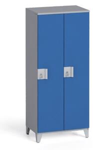 Šatní skříň dvoudílná 1400 x 600 x 400 mm, šedá/modrá