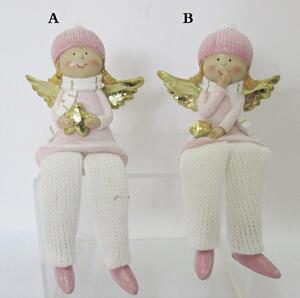 Anděl růžový Angie, sedící, 15x7,5x4 cm