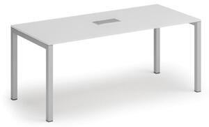 Stůl SQUARE 1800 x 800 x 750, bílá + stolní zásuvka TYP V, stříbrná
