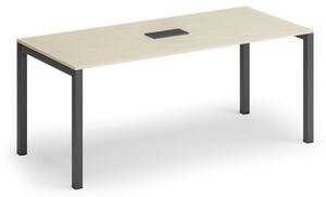 Stůl SQUARE 1800 x 800 x 750, bříza + stolní zásuvka TYP I, černá