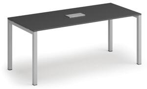 Stůl SQUARE 1800 x 800 x 750, grafit + stolní zásuvka TYP III, stříbrná