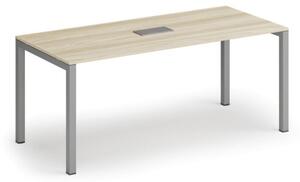 Stůl SQUARE 1800 x 800 x 750, dub přírodní + stolní zásuvka TYP I, stříbrná