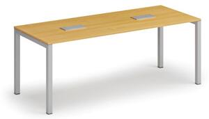 Stůl SQUARE 2000 x 800 x 750, buk + 2x stolní zásuvka TYP II, stříbrná