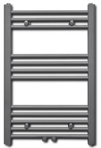 Šedý žebříkový radiátor na ručníky rovný ústřední topení 500 x 764 mm