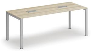 Stůl SQUARE 2000 x 800 x 750, dub přírodní + 2x stolní zásuvka TYP I, stříbrná