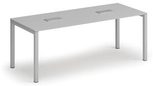 Stůl SQUARE 2000 x 800 x 750, šedá + 2x stolní zásuvka TYP III, stříbrná