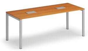 Stůl SQUARE 2000 x 800 x 750, třešeň + 2x stolní zásuvka TYP I, stříbrná