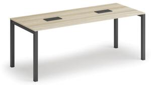 Stůl SQUARE 2000 x 800 x 750, dub přírodní + 2x stolní zásuvka TYP III, černá