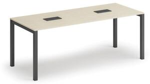 Stůl SQUARE 2000 x 800 x 750, bříza + 2x stolní zásuvka TYP II, černá