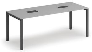 Stůl SQUARE 2000 x 800 x 750, šedá + 2x stolní zásuvka TYP I, černá