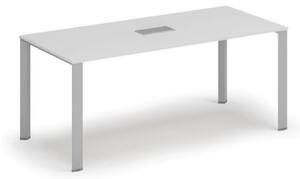 Stůl INFINITY 1800 x 900 x 750, bílá + stolní zásuvka TYP III, stříbrná