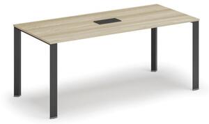 Stůl INFINITY 1800 x 900 x 750, dub přírodní + stolní zásuvka TYP I, černá