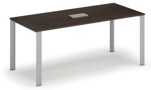 Stůl INFINITY 1800 x 900 x 750, wenge + stolní zásuvka TYP I, stříbrná