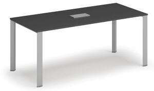Stůl INFINITY 1800 x 900 x 750, grafit + stolní zásuvka TYP I, stříbrná