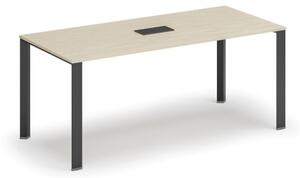 Stůl INFINITY 1800 x 900 x 750, bříza + stolní zásuvka TYP I, černá