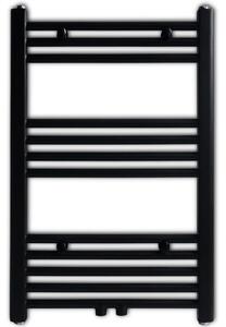 Černý žebříkový radiátor na ručníky rovný ústřední topení 500 x 764 mm