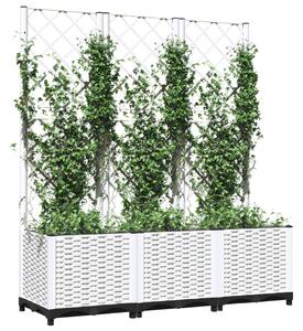 Zahradní truhlík s treláží bílý 120 x 40 x 136 cm PP