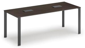 Stůl INFINITY 2000 x 900 x 750, wenge + 2x stolní zásuvka TYP I, černá