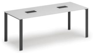 Stůl INFINITY 2000 x 900 x 750, bílá + 2x stolní zásuvka TYP V, černá