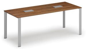 Stůl INFINITY 2000 x 900 x 750, ořech + 2x stolní zásuvka TYP IV, stříbrná