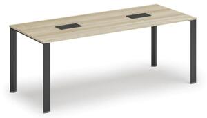 Stůl INFINITY 2000 x 900 x 750, dub přírodní + 2x stolní zásuvka TYP IV, černá