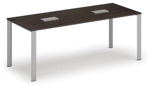 Stůl INFINITY 2000 x 900 x 750, wenge + 2x stolní zásuvka TYP IV, stříbrná