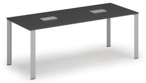Stůl INFINITY 2000 x 900 x 750, grafit + 2x stolní zásuvka TYP V, stříbrná