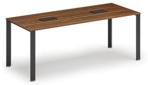 Stůl INFINITY 2000 x 900 x 750, ořech + 2x stolní zásuvka TYP IV, černá
