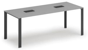 Stůl INFINITY 2000 x 900 x 750, šedá + 2x stolní zásuvka TYP IV, černá