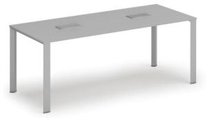 Stůl INFINITY 2000 x 900 x 750, šedá + 2x stolní zásuvka TYP I, stříbrná