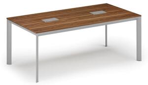 Stůl INVITATION 2000 x 1000 x 740, ořech + 2x stolní zásuvka TYP IV, stříbrná