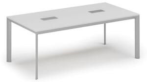 Stůl INVITATION 2000 x 1000 x 740, bílá + 2x stolní zásuvka TYP IV, stříbrná