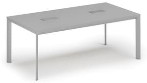 Stůl INVITATION 2000 x 1000 x 740, šedá + 2x stolní zásuvka TYP I, stříbrná