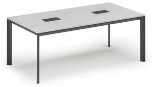 Stůl INVITATION 2000 x 1000 x 740, bílá + 2x stolní zásuvka TYP IV, černá