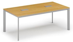 Stůl INVITATION 2000 x 1000 x 740, buk + 2x stolní zásuvka TYP I, stříbrná