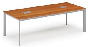 Stůl INVITATION 2400 x 1200 x 740, třešeň + 2x stolní zásuvka TYP V, stříbrná