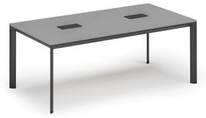Stůl INVITATION 2000 x 1000 x 740, šedá + 2x stolní zásuvka TYP I, černá