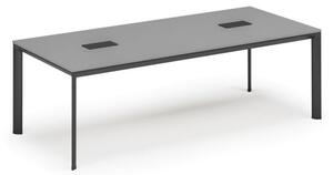 Stůl INVITATION 2400 x 1200 x 740, šedá + 2x stolní zásuvka TYP I, černá