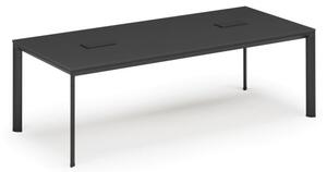 Stůl INVITATION 2400 x 1200 x 740, grafit + 2x stolní zásuvka TYP II, černá