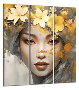 Moderní obraz Žena se zlatými květy
